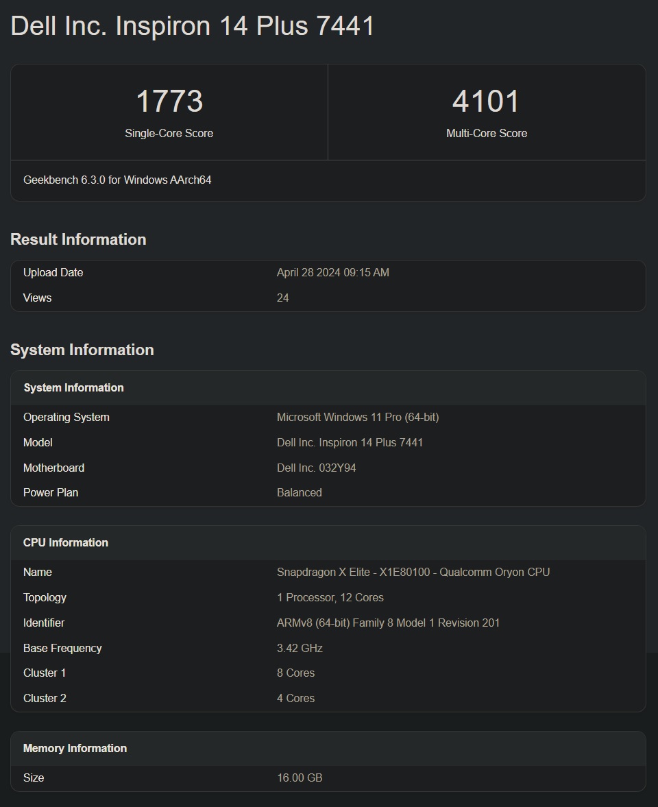 Dell Inspiron 14 Plus 7441 with Snapdragon X Elite